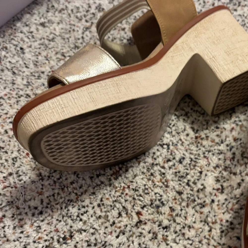 Pierre Dumas Iridescent Gold Strappy Sandals